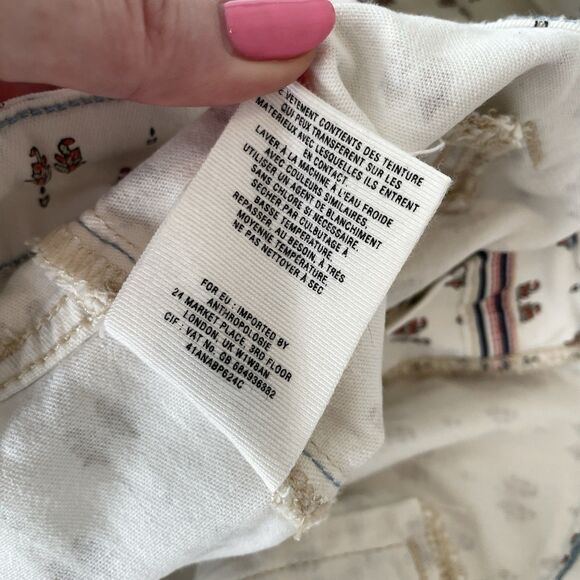 ANTHRO Pilcro Serif Floral Patterned Ankle Zip Skinny Letterpress Jeans Size 12 - Picture 11 of 13